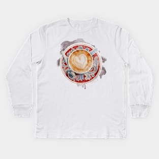 Moroccan Latte Watercolor Kids Long Sleeve T-Shirt